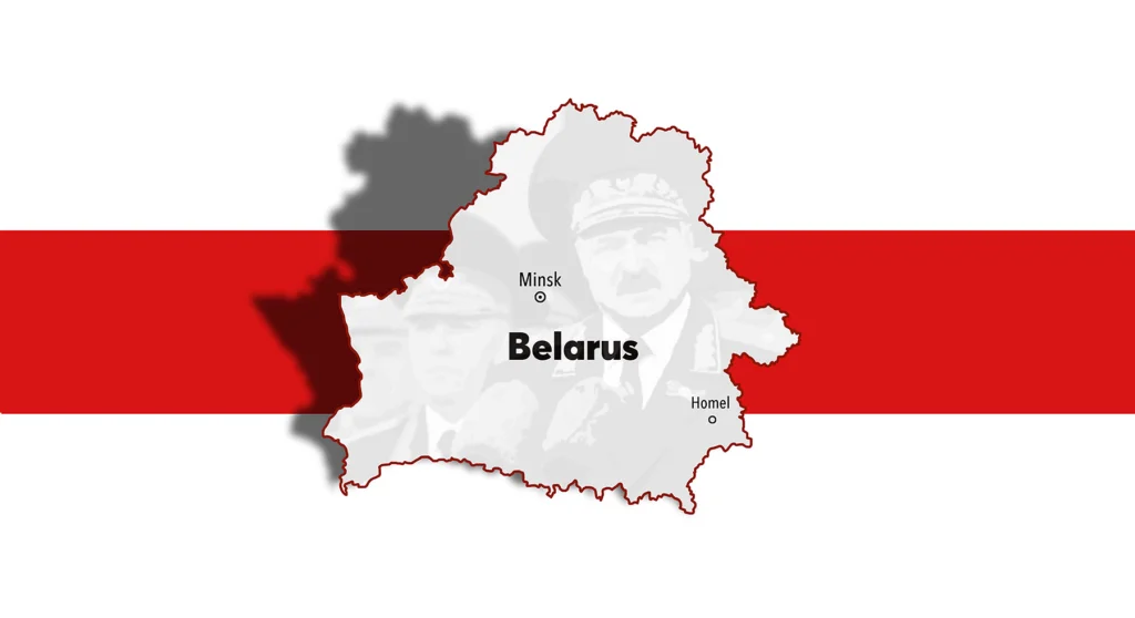 Belarus flagga med karta på